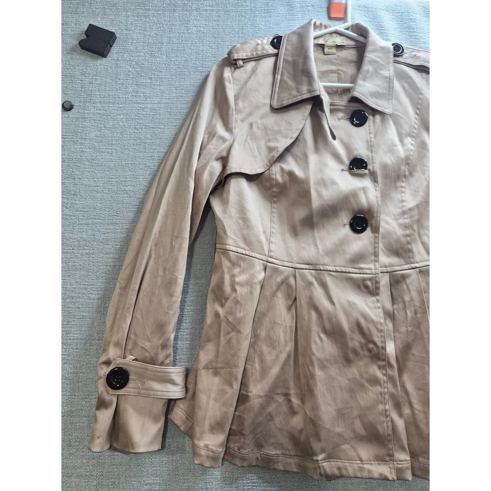 Twenty One Promod Trench Coat Womens Medium Brown Lined Winter Double Breasted